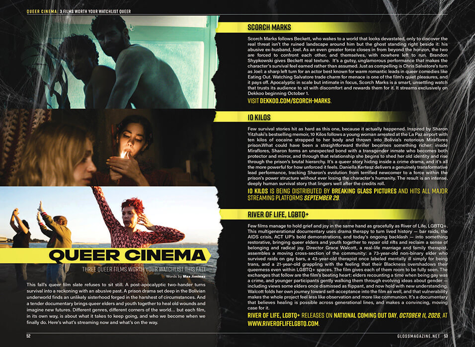 Gloss Magazine feature of River of Life LGBTQ+ in Three Queer Films Worth Your Watchlist this Fall