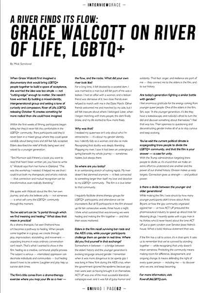 GNI Magazine page 62, Grace Walcott on River of Life, LGBTQ+